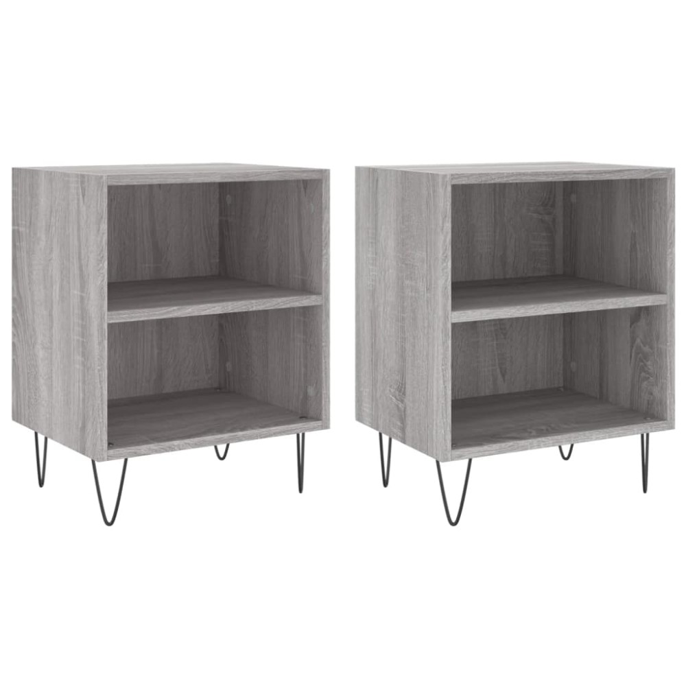 vidaXL Κομοδίνα 2 τεμ. Sonoma Γκρι 40x30x50 εκ. από Επεξεργασμένο Ξύλο