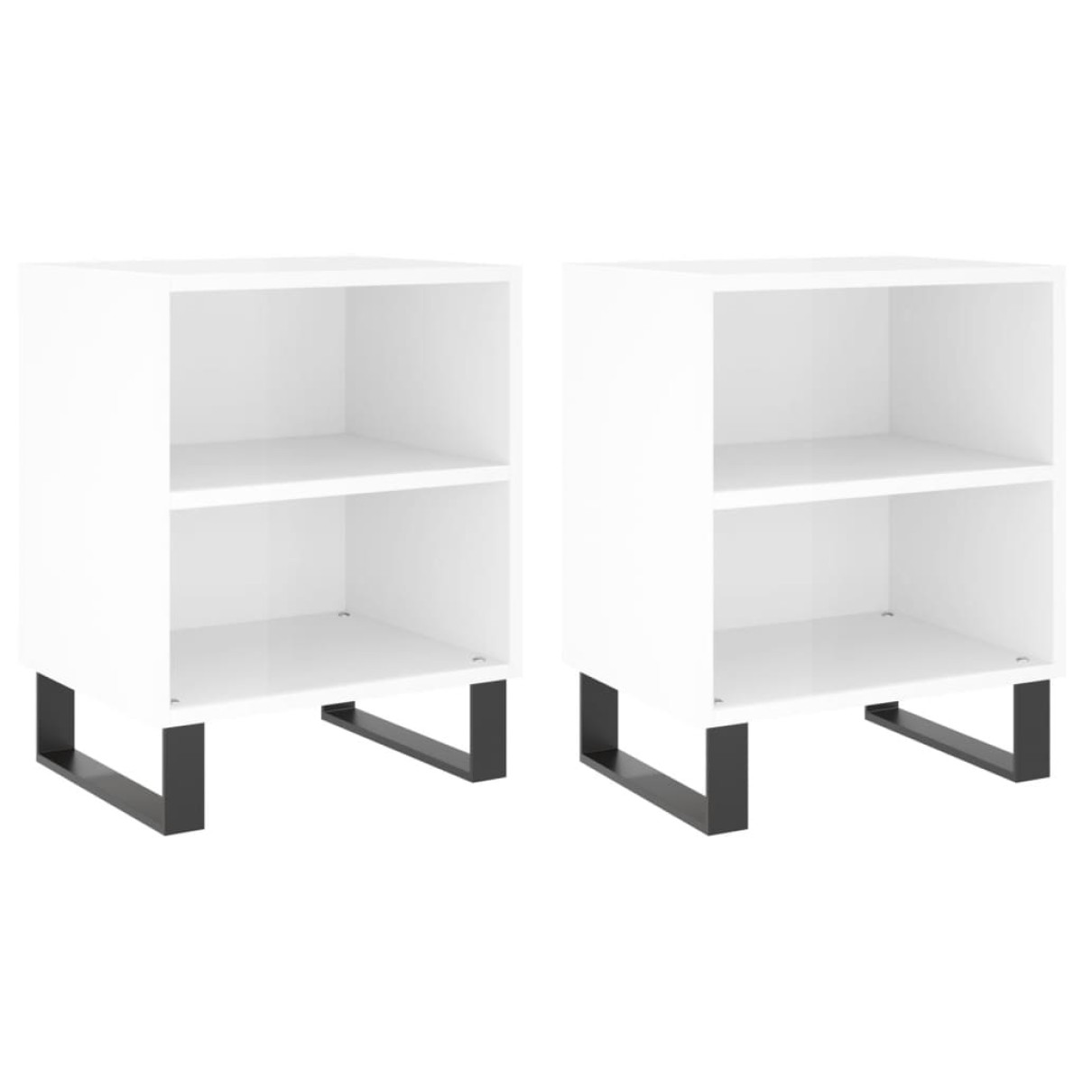 vidaXL Κομοδίνα 2 τεμ. Γυαλ. Λευκά 40x30x50 εκ. από Επεξεργασμένο Ξύλο