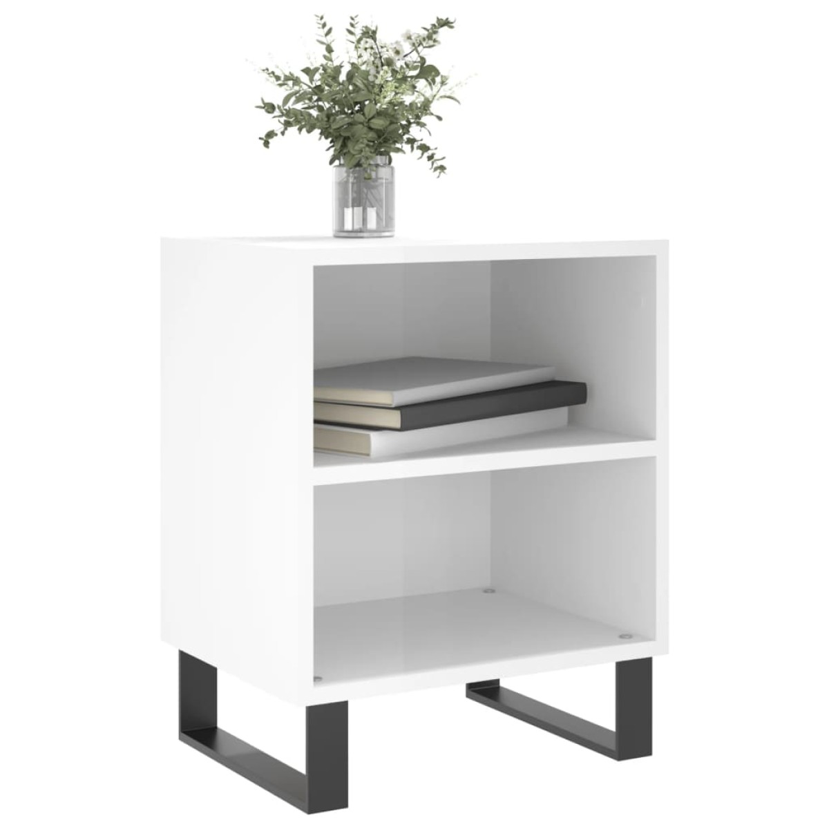 vidaXL Κομοδίνα 2 τεμ. Γυαλ. Λευκά 40x30x50 εκ. από Επεξεργασμένο Ξύλο