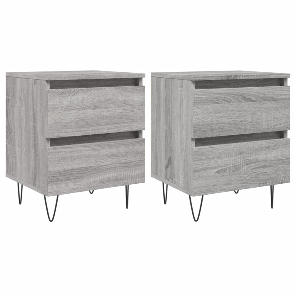vidaXL Κομοδίνα 2 τεμ. Γκρι Sonoma 40x35x50 εκ. από Επεξεργασμένο Ξύλο