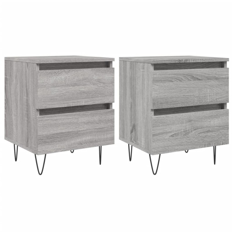 vidaXL Κομοδίνα 2 τεμ. Γκρι Sonoma 40x35x50 εκ. από Επεξεργασμένο Ξύλο