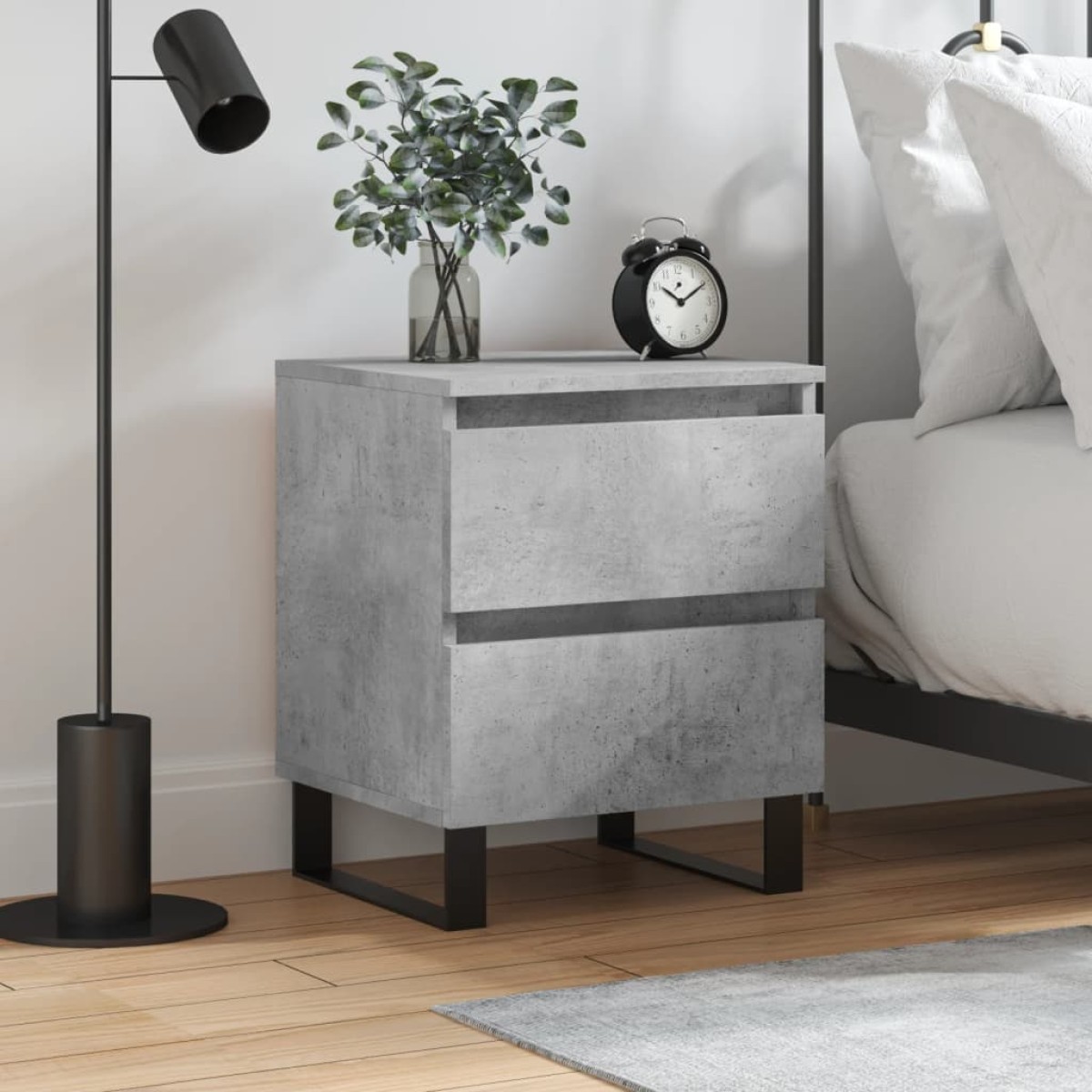 vidaXL Κομοδίνο Γκρι Σκυροδέματος 40 x 35 x 50 εκ. από Επεξεργ. Ξύλο