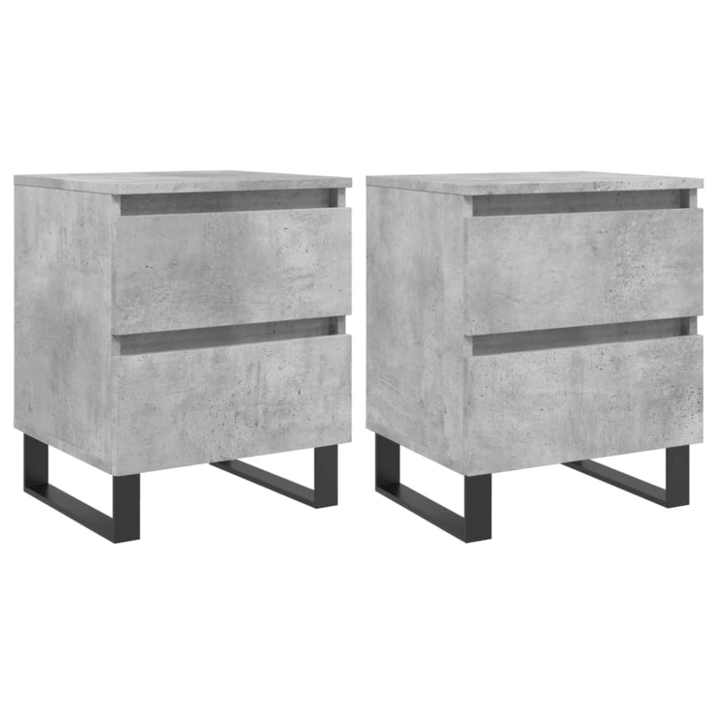 vidaXL Κομοδίνα 2 τεμ. Γκρι Σκυροδέματος 40x35x50 εκ. Επεξεργ. Ξύλο