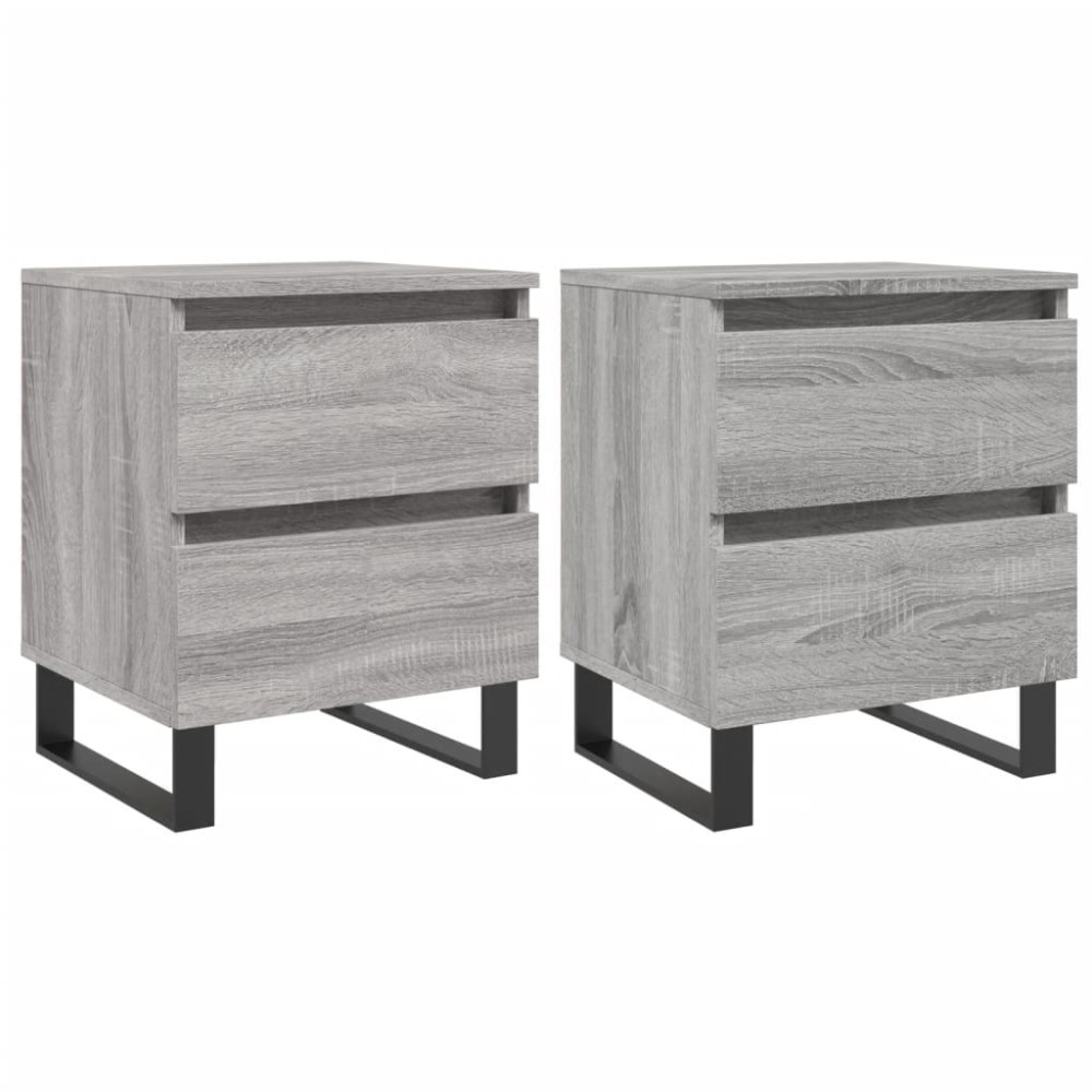 vidaXL Κομοδίνα 2 τεμ. Γκρι Sonoma 40 x 35 x 50 εκ. από Επεξεργ. Ξύλο