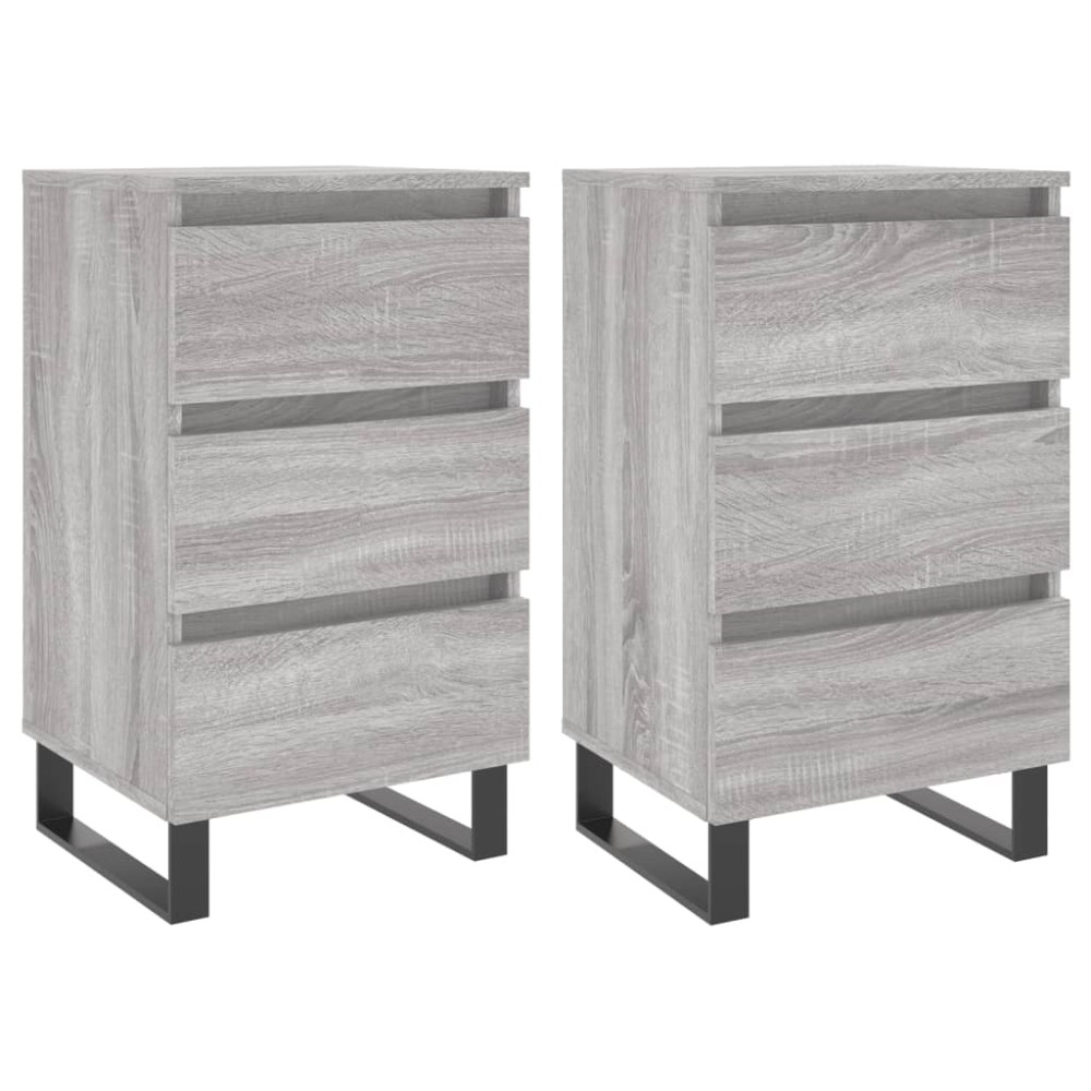 vidaXL Κομοδίνα 2 τεμ. Γκρι Sonoma 40x35x69 εκ. από Επεξεργασμένο Ξύλο