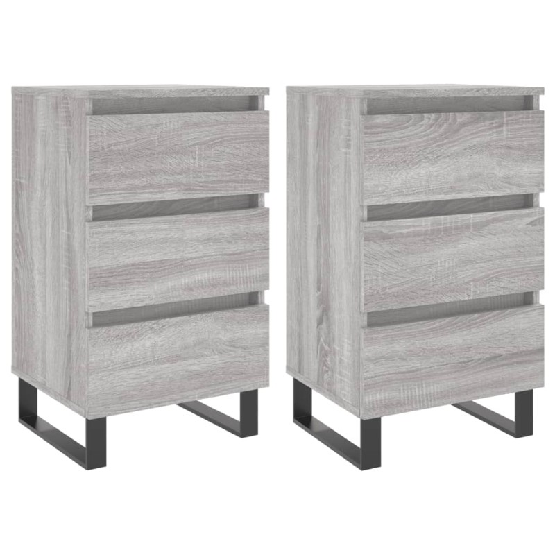 vidaXL Κομοδίνα 2 τεμ. Γκρι Sonoma 40x35x69 εκ. από Επεξεργασμένο Ξύλο