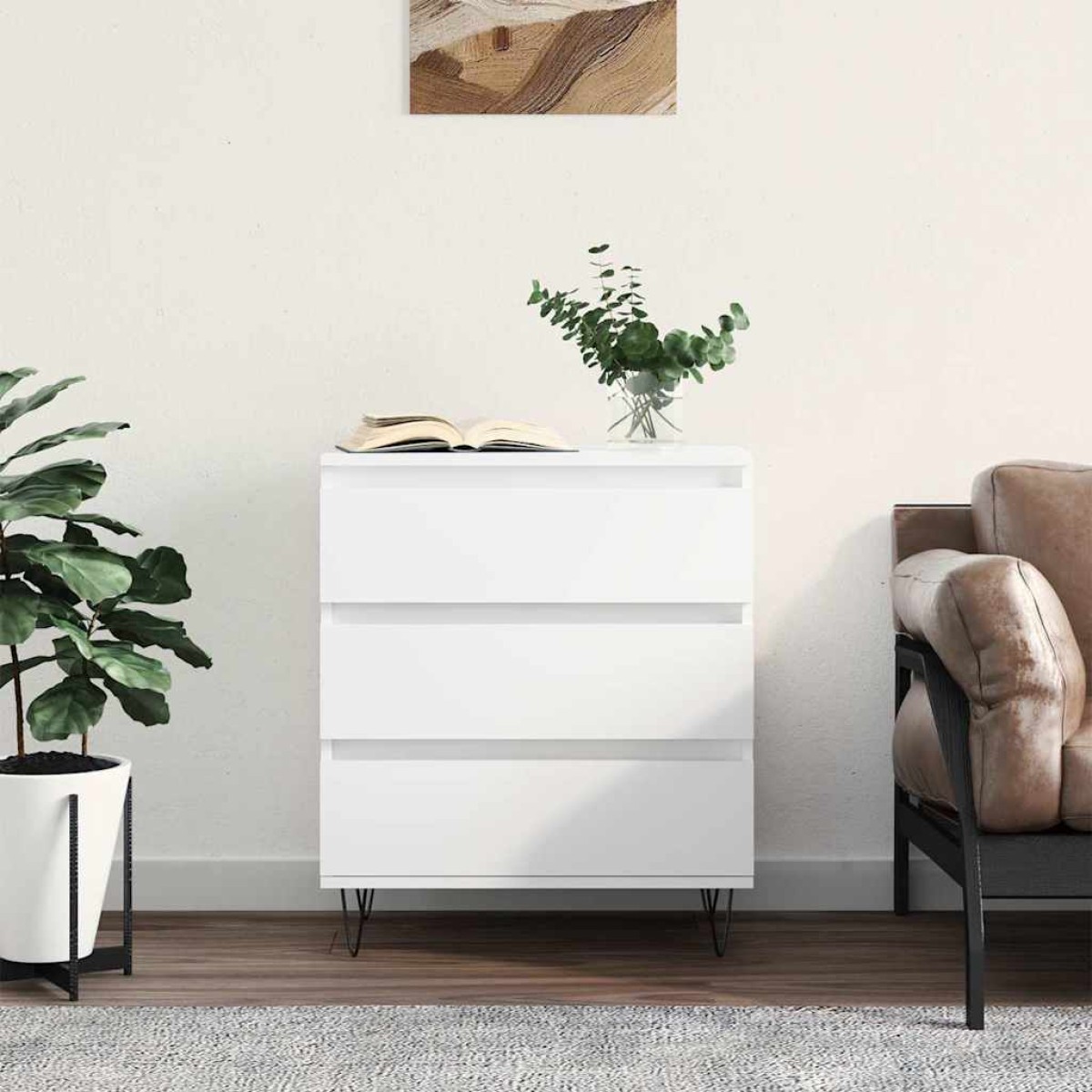 vidaXL Συρταριέρα Λευκή 60 x 35 x 70 εκ. από Επεξεργασμένο Ξύλο