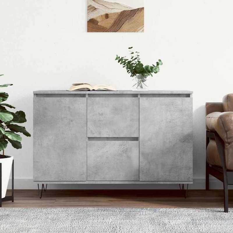 vidaXL Μπουφές Γκρι Σκυροδέματος 101,5x35x70 εκ. από Επεξεργασμένο Ξύλο