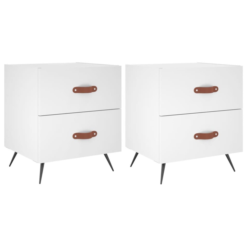 vidaXL Κομοδίνα 2 τεμ. Λευκά 40 x 35 x 47,5 εκ. από Επεξεργασμένο Ξύλο