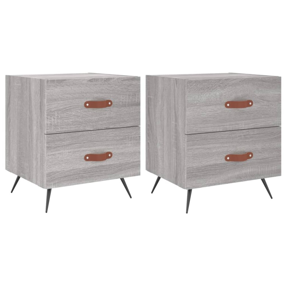 vidaXL Κομοδίνα 2 τεμ. Γκρι Sonoma 40 x 35 x 47,5 εκ. Επεξεργ. Ξύλο