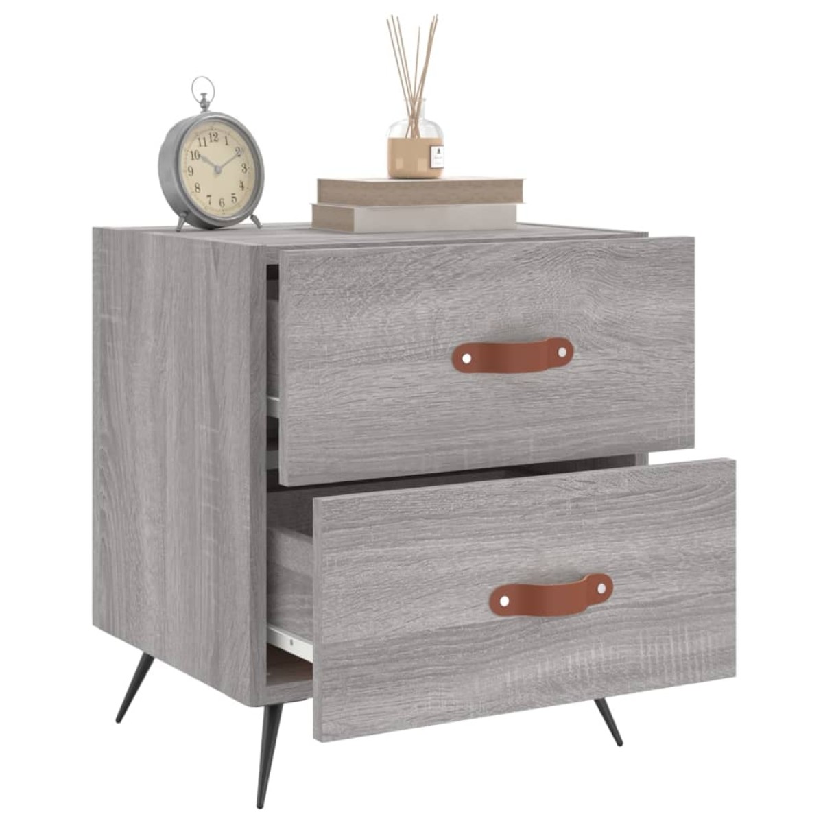 vidaXL Κομοδίνα 2 τεμ. Γκρι Sonoma 40 x 35 x 47,5 εκ. Επεξεργ. Ξύλο