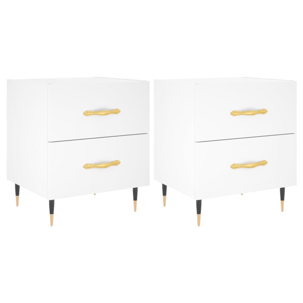vidaXL Κομοδίνα 2 τεμ. Λευκά 40 x 35 x 47,5 εκ. από Επεξεργασμένο Ξύλο