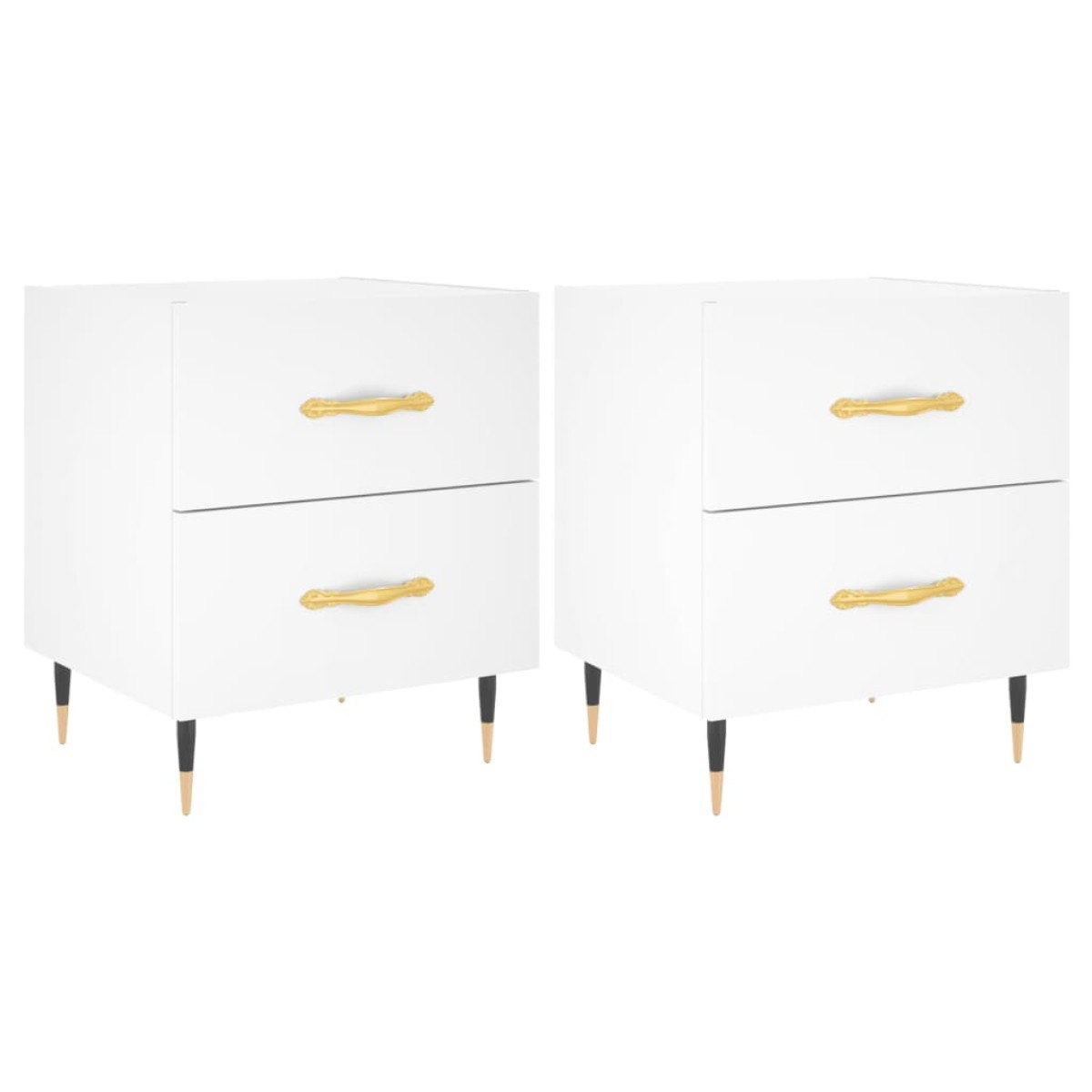 vidaXL Κομοδίνα 2 τεμ. Λευκά 40 x 35 x 47,5 εκ. από Επεξεργασμένο Ξύλο