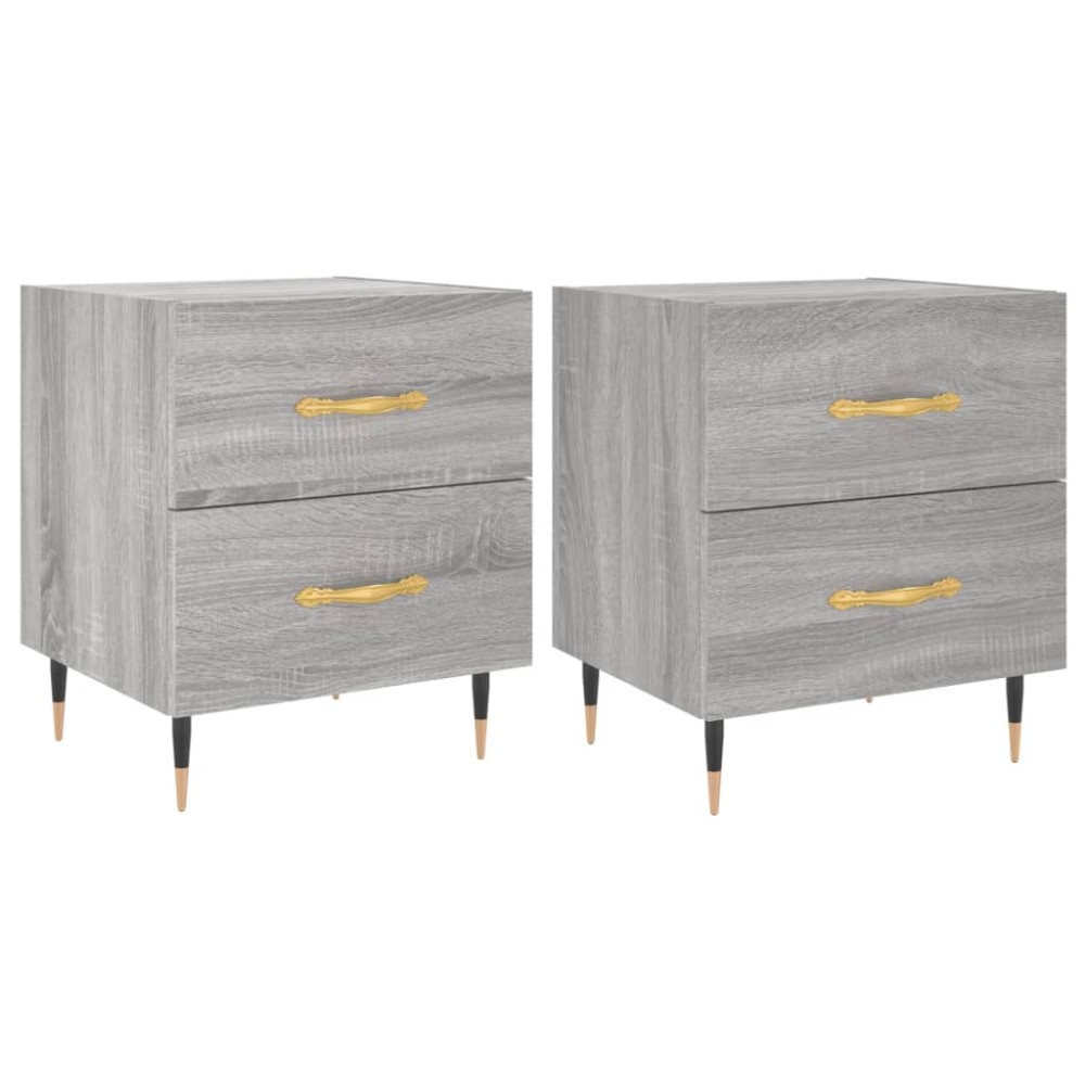 vidaXL Κομοδίνα 2 τεμ. Γκρι Sonoma 40 x 35 x 47,5 εκ. Επεξεργ. Ξύλο