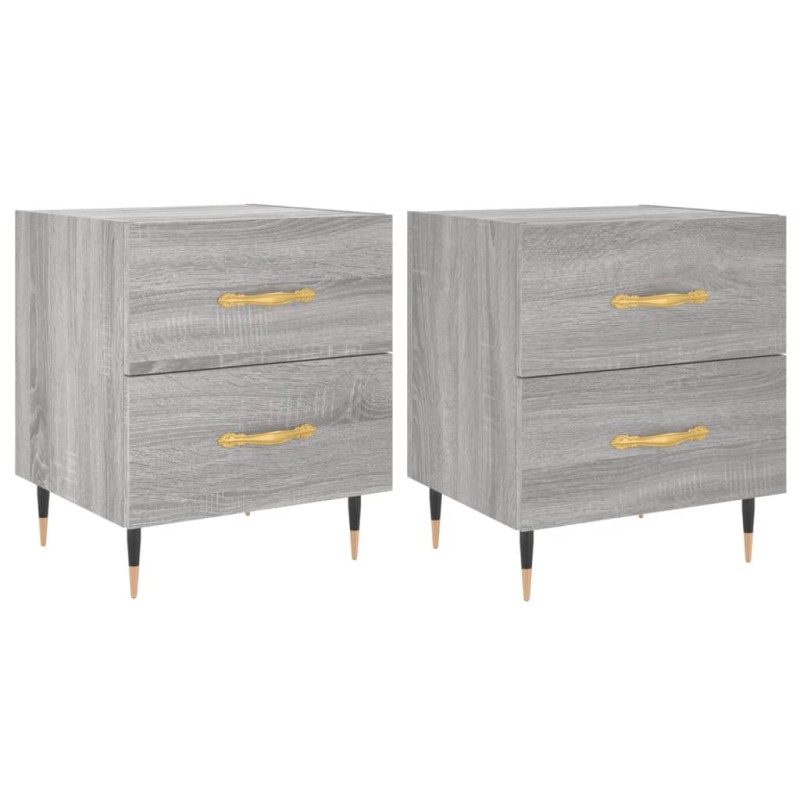 vidaXL Κομοδίνα 2 τεμ. Γκρι Sonoma 40 x 35 x 47,5 εκ. Επεξεργ. Ξύλο