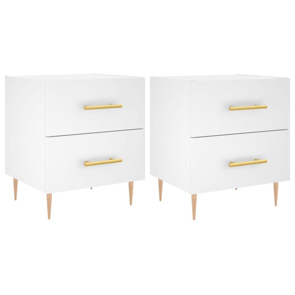 vidaXL Κομοδίνα 2 τεμ. Λευκά 40 x 35 x 47,5 εκ. από Επεξεργασμένο Ξύλο