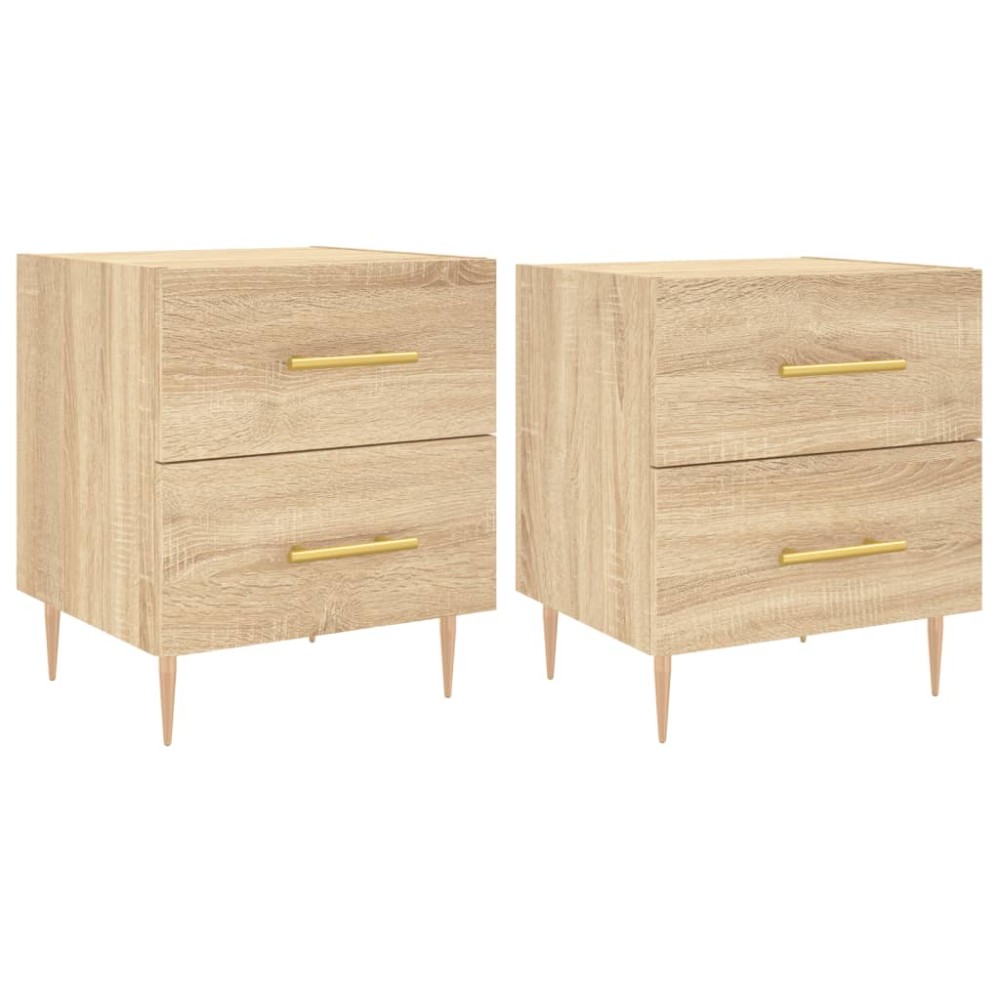 vidaXL Κομοδίνα 2 τεμ. Sonoma Δρυς 40 x 35 x 47,5 εκ. Επεξεργ. Ξύλο