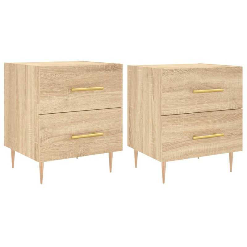 vidaXL Κομοδίνα 2 τεμ. Sonoma Δρυς 40 x 35 x 47,5 εκ. Επεξεργ. Ξύλο