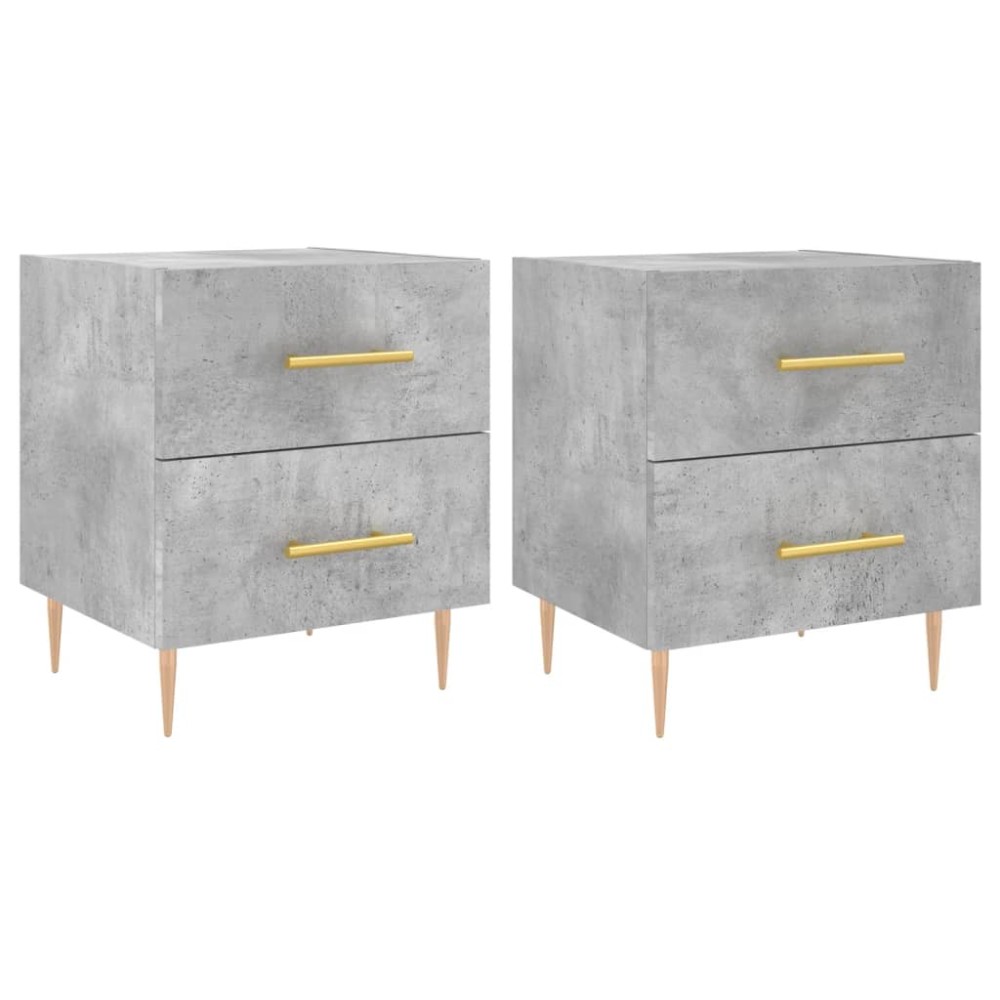 vidaXL Κομοδίνα 2 τεμ. Γκρι Σκυροδεμ. 40 x 35 x 47,5 εκ. Επεξεργ. Ξύλο