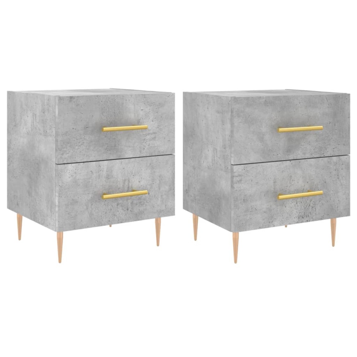 vidaXL Κομοδίνα 2 τεμ. Γκρι Σκυροδεμ. 40 x 35 x 47,5 εκ. Επεξεργ. Ξύλο