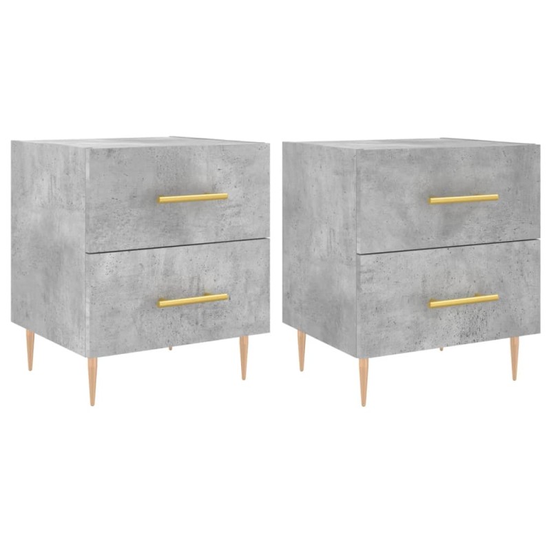 vidaXL Κομοδίνα 2 τεμ. Γκρι Σκυροδεμ. 40 x 35 x 47,5 εκ. Επεξεργ. Ξύλο