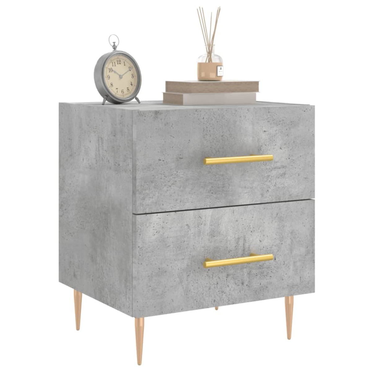 vidaXL Κομοδίνα 2 τεμ. Γκρι Σκυροδεμ. 40 x 35 x 47,5 εκ. Επεξεργ. Ξύλο