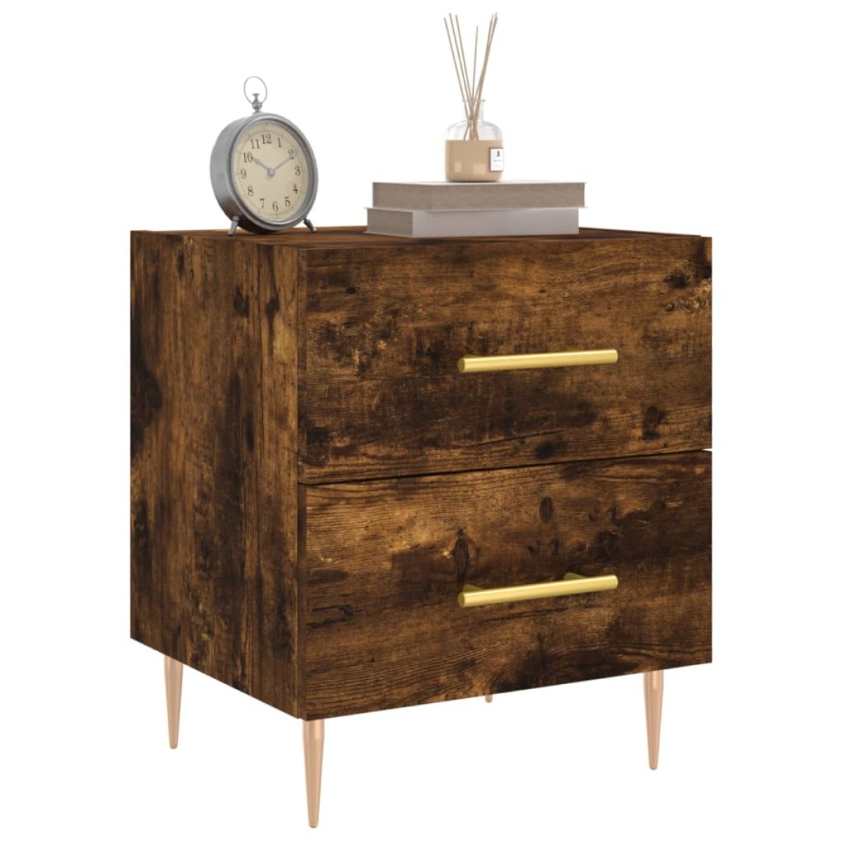 vidaXL Κομοδίνα 2 τεμ. Καπνιστή Δρυς 40 x 35 x 47,5 εκ. Επεξεργ. Ξύλο