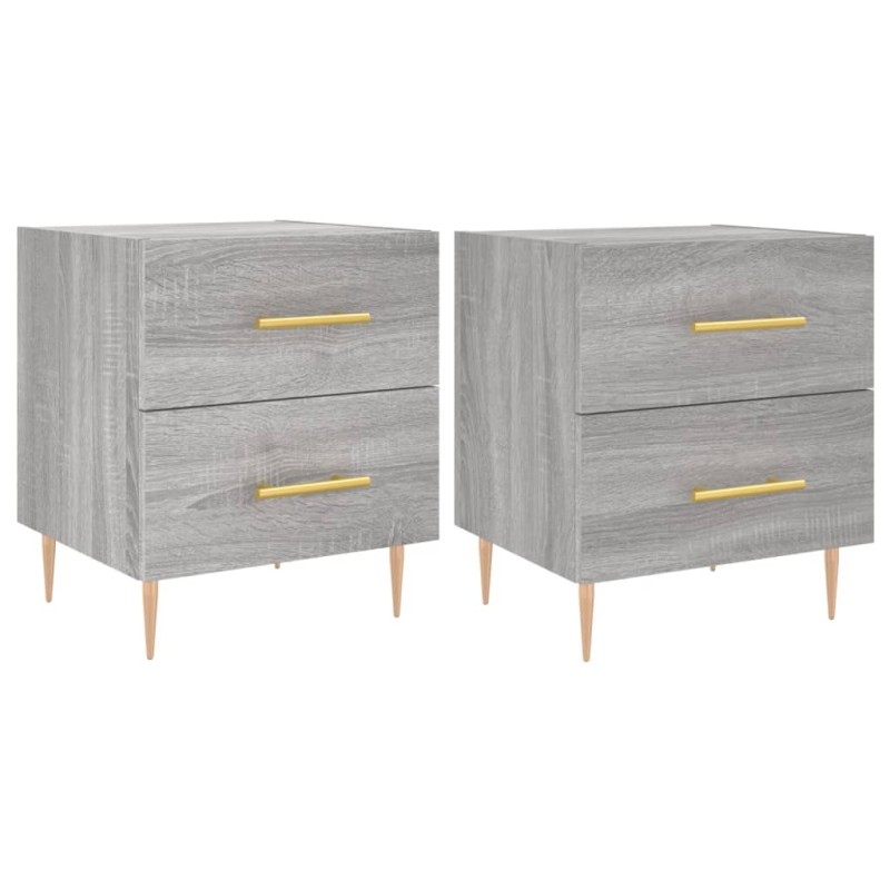 vidaXL Κομοδίνα 2 τεμ. Γκρι Sonoma 40 x 35 x 47,5 εκ. Επεξεργ. Ξύλο