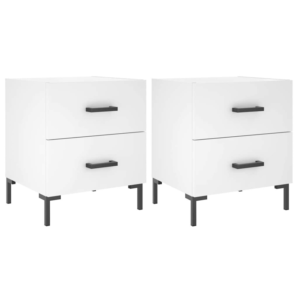 vidaXL Κομοδίνα 2 τεμ. Λευκά 40 x 35 x 47,5 εκ. από Επεξεργασμένο Ξύλο