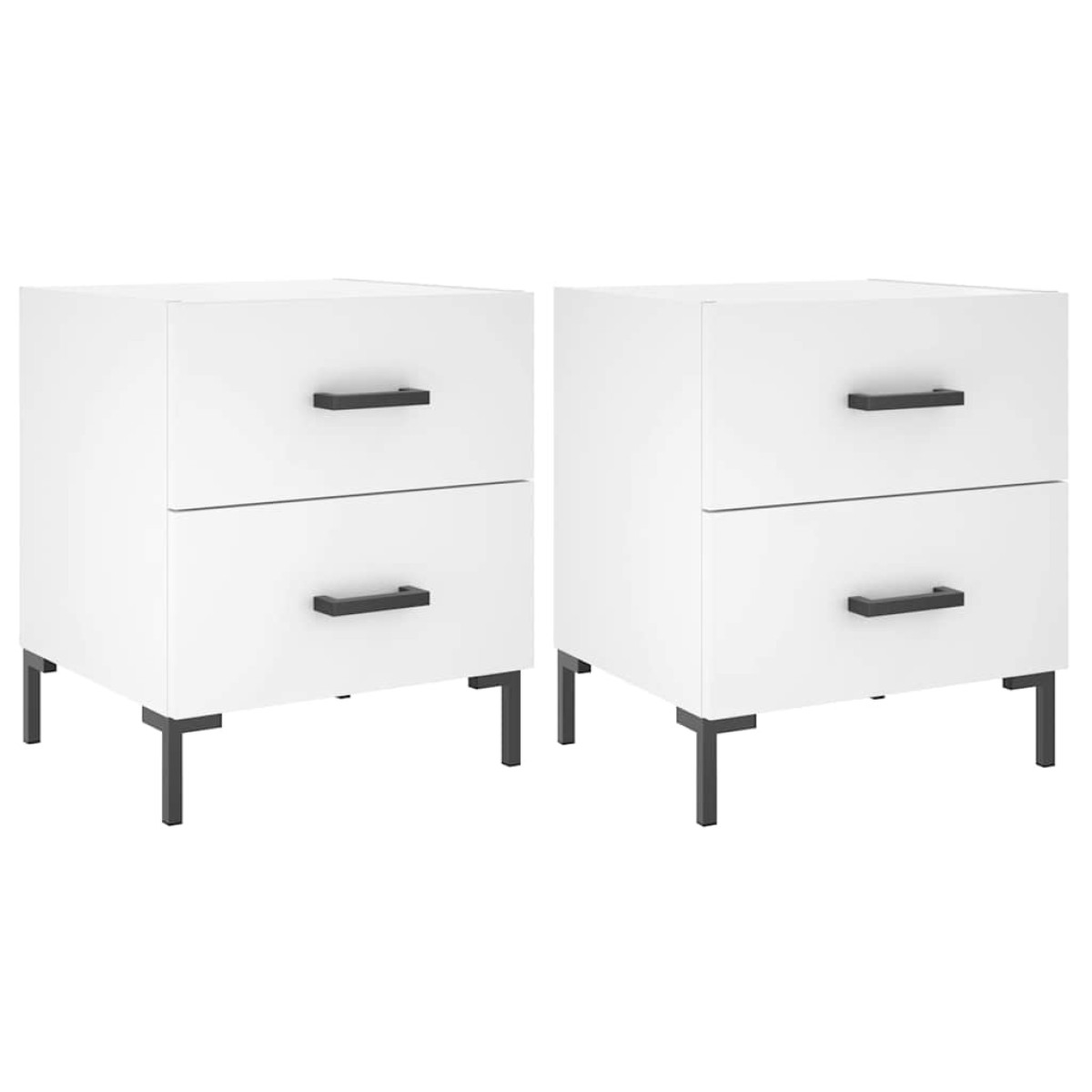 vidaXL Κομοδίνα 2 τεμ. Λευκά 40 x 35 x 47,5 εκ. από Επεξεργασμένο Ξύλο