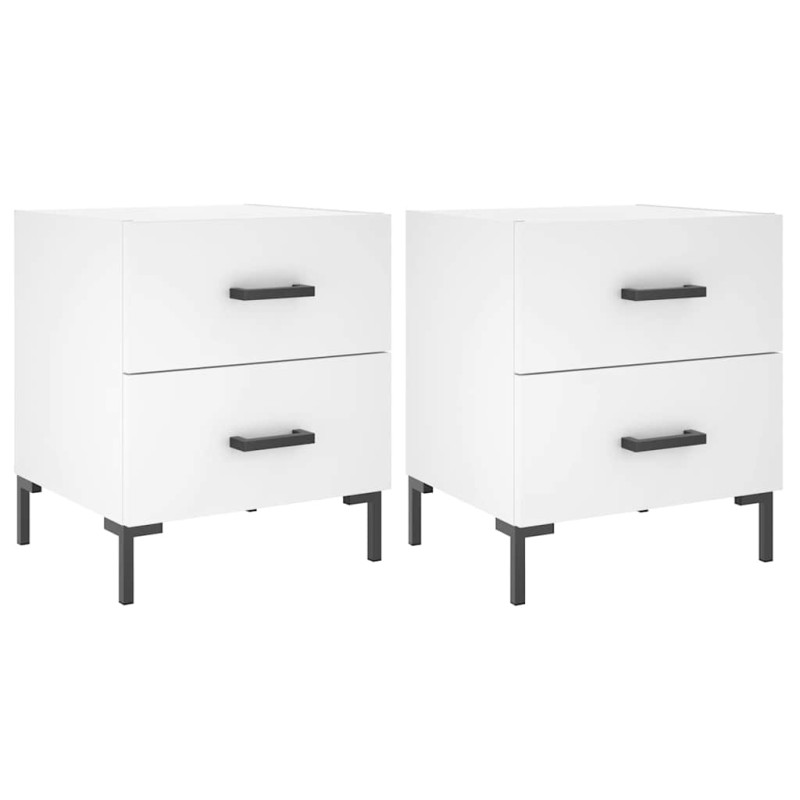 vidaXL Κομοδίνα 2 τεμ. Λευκά 40 x 35 x 47,5 εκ. από Επεξεργασμένο Ξύλο