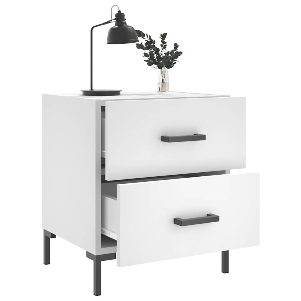 vidaXL Κομοδίνα 2 τεμ. Λευκά 40 x 35 x 47,5 εκ. από Επεξεργασμένο Ξύλο