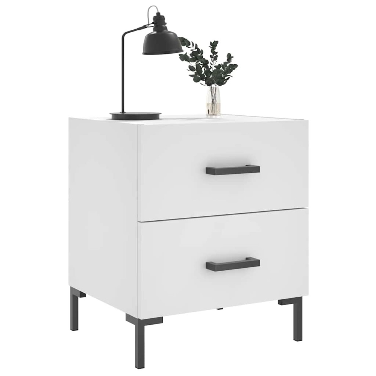 vidaXL Κομοδίνα 2 τεμ. Λευκά 40 x 35 x 47,5 εκ. από Επεξεργασμένο Ξύλο