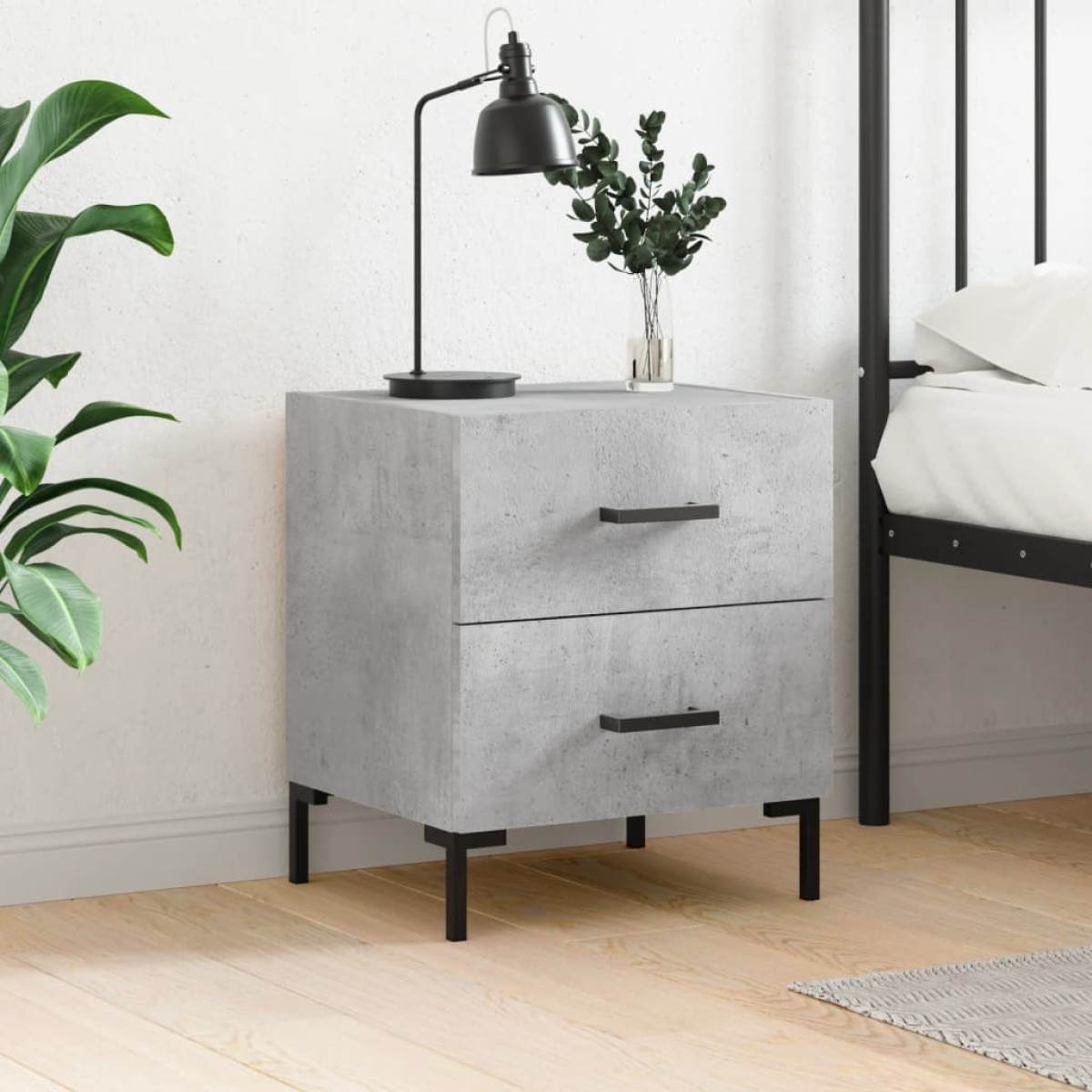 vidaXL Κομοδίνο Γκρι Σκυροδ. 40 x 35 x 47,5 εκ. από Επεξεργασμένο Ξύλο