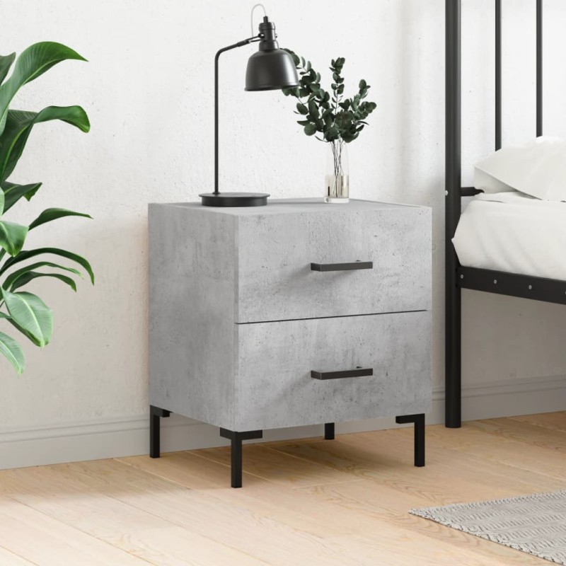 vidaXL Κομοδίνο Γκρι Σκυροδ. 40 x 35 x 47,5 εκ. από Επεξεργασμένο Ξύλο