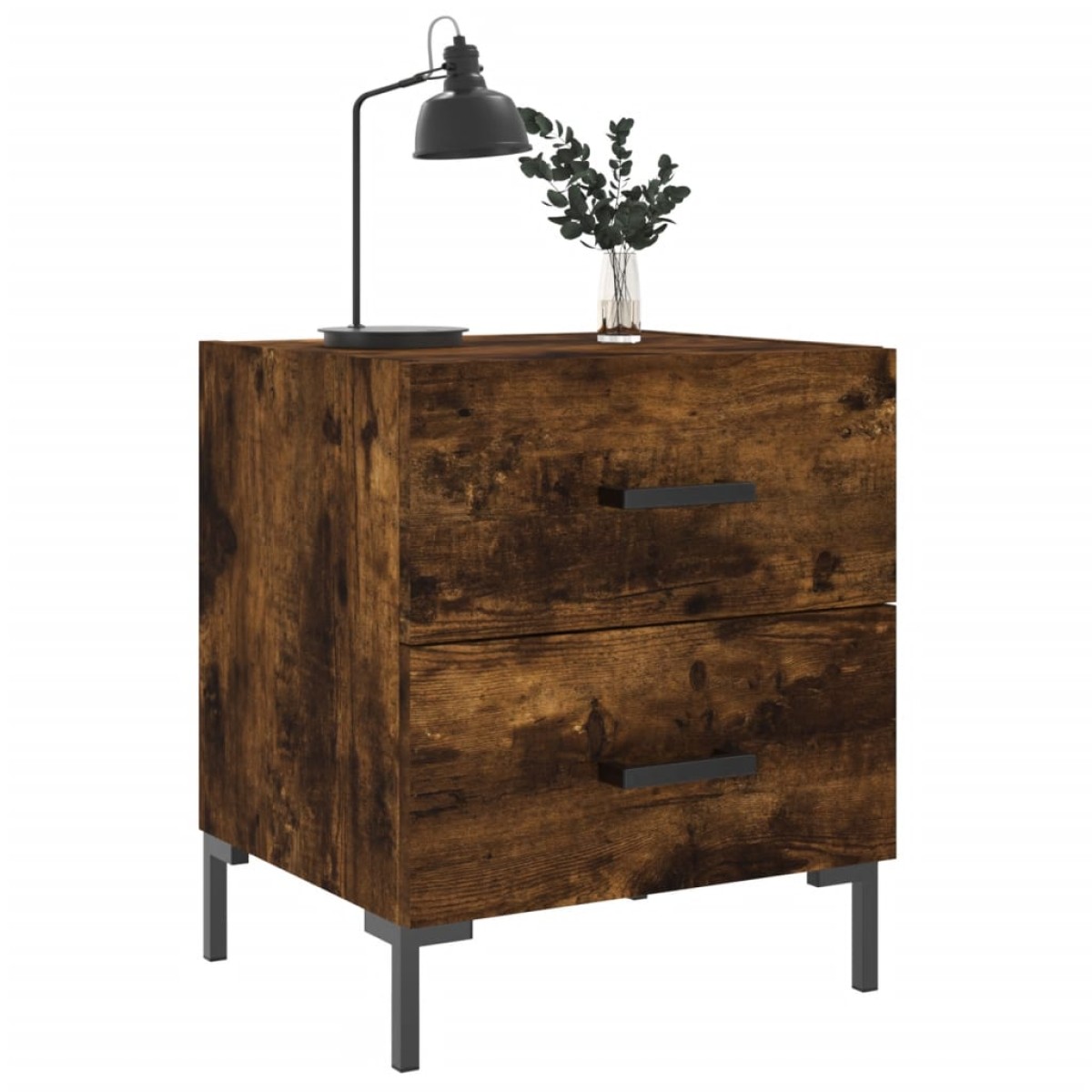 vidaXL Κομοδίνο Καπνιστή Δρυς 40 x 35 x 47,5 εκ. από Επεξεργ. Ξύλο