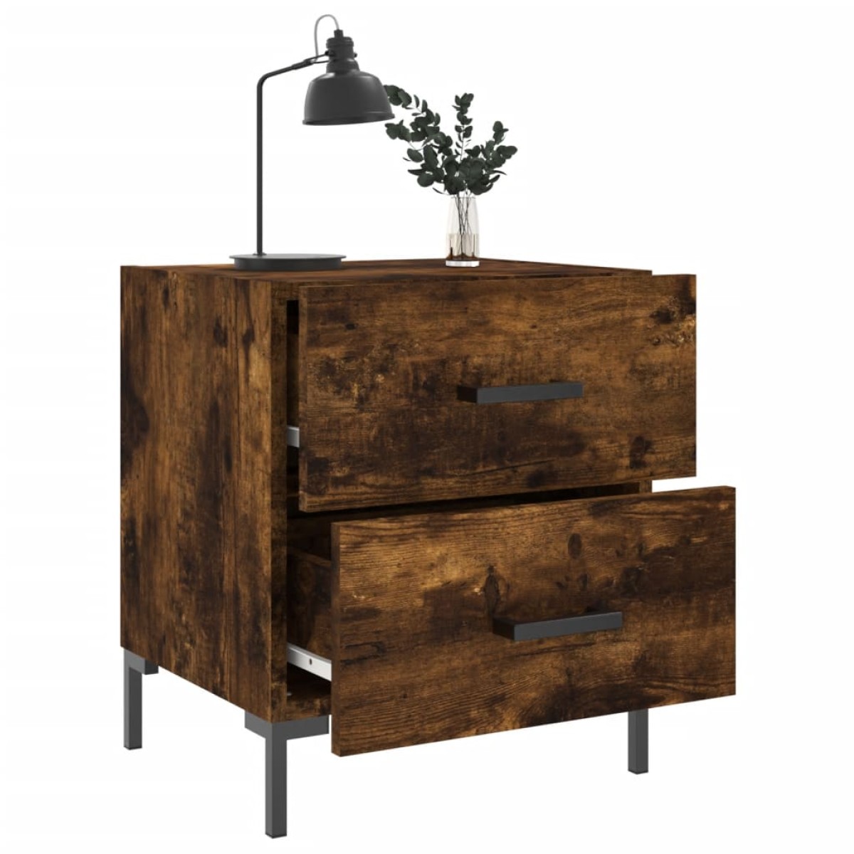 vidaXL Κομοδίνο Καπνιστή Δρυς 40 x 35 x 47,5 εκ. από Επεξεργ. Ξύλο