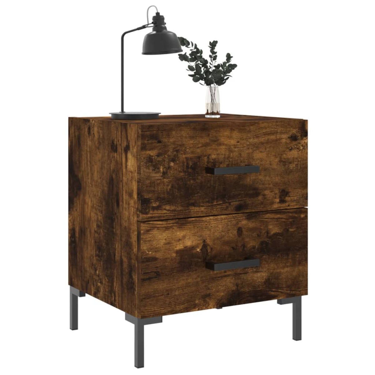 vidaXL Κομοδίνα 2 τεμ. Καπνιστή Δρυς 40 x 35 x 47,5 εκ. Επεξεργ. Ξύλο