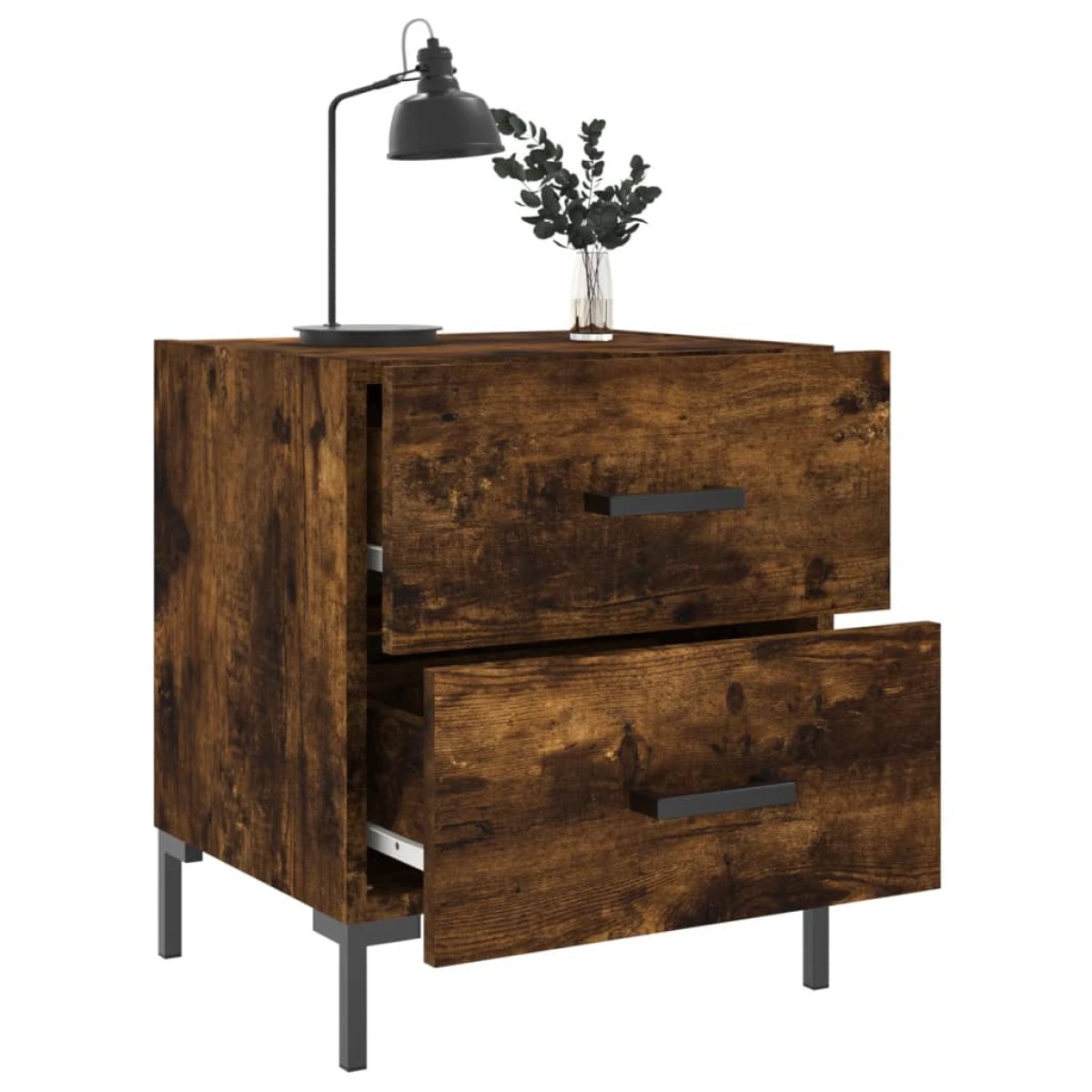 vidaXL Κομοδίνα 2 τεμ. Καπνιστή Δρυς 40 x 35 x 47,5 εκ. Επεξεργ. Ξύλο