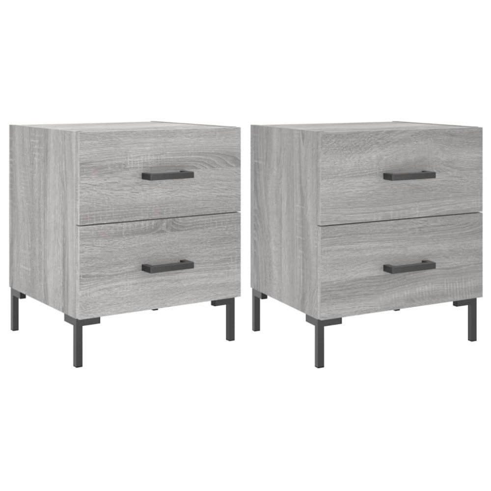 vidaXL Κομοδίνα 2 τεμ. Γκρι Sonoma 40 x 35 x 47,5 εκ. Επεξεργ. Ξύλο