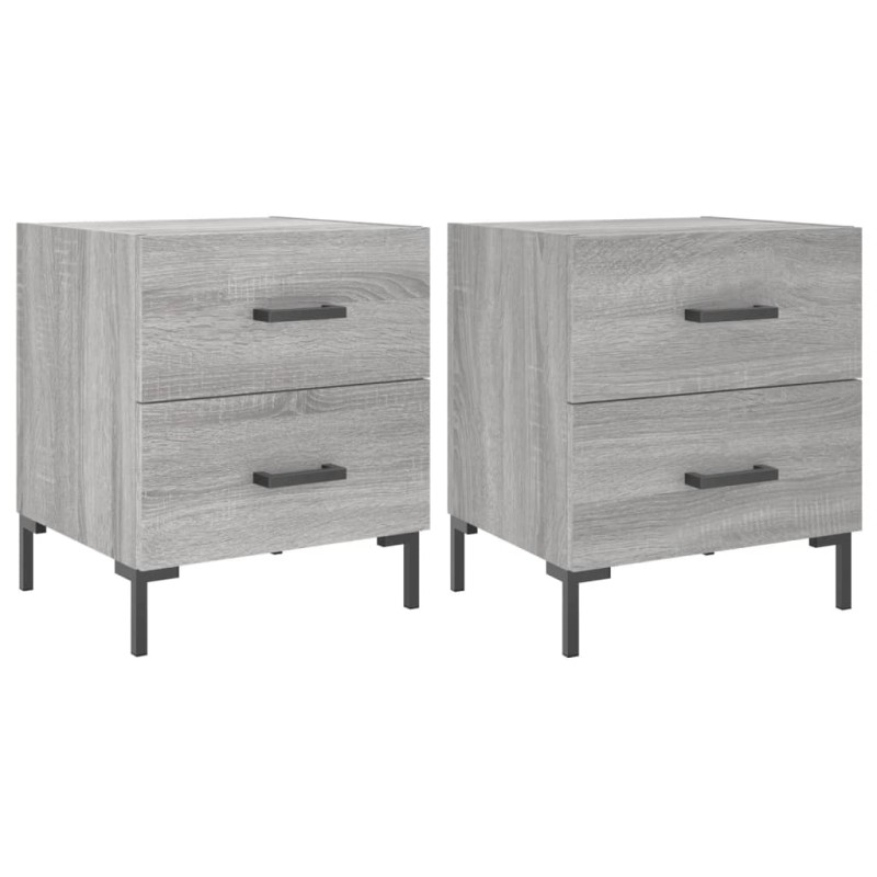 vidaXL Κομοδίνα 2 τεμ. Γκρι Sonoma 40 x 35 x 47,5 εκ. Επεξεργ. Ξύλο