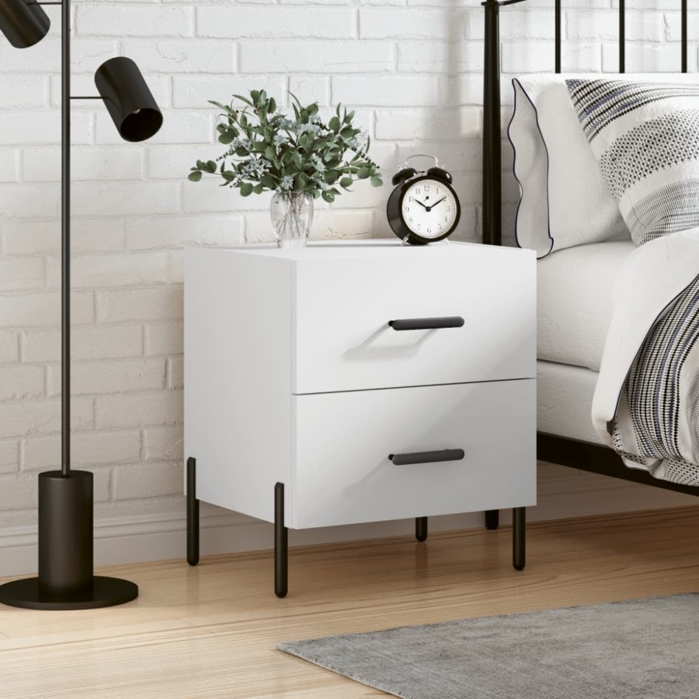 vidaXL Κομοδίνο Λευκό 40 x 35 x 47,5 εκ. από Επεξεργασμένο Ξύλο