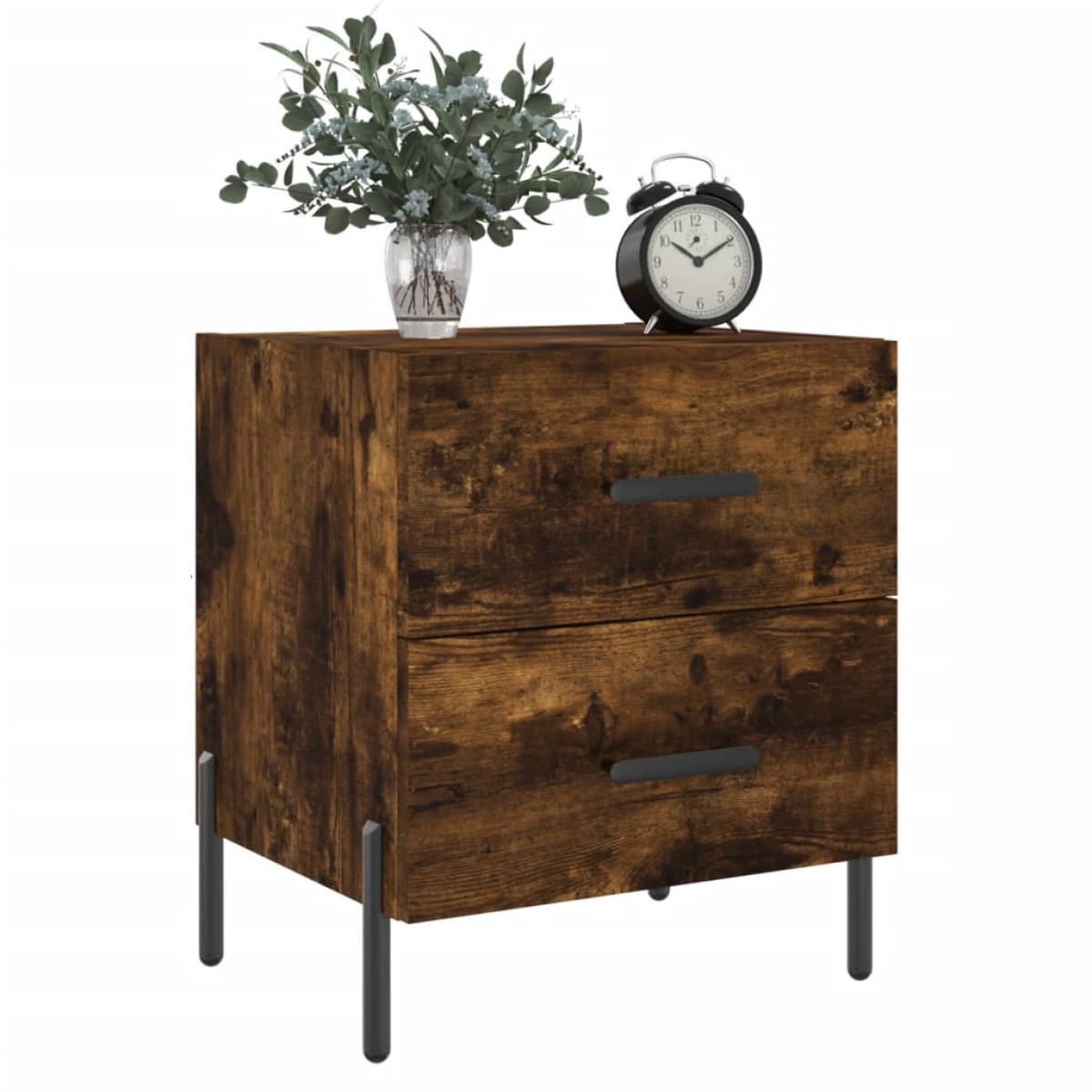 vidaXL Κομοδίνα 2 τεμ. Καπνιστή Δρυς 40 x 35 x 47,5 εκ. Επεξεργ. Ξύλο