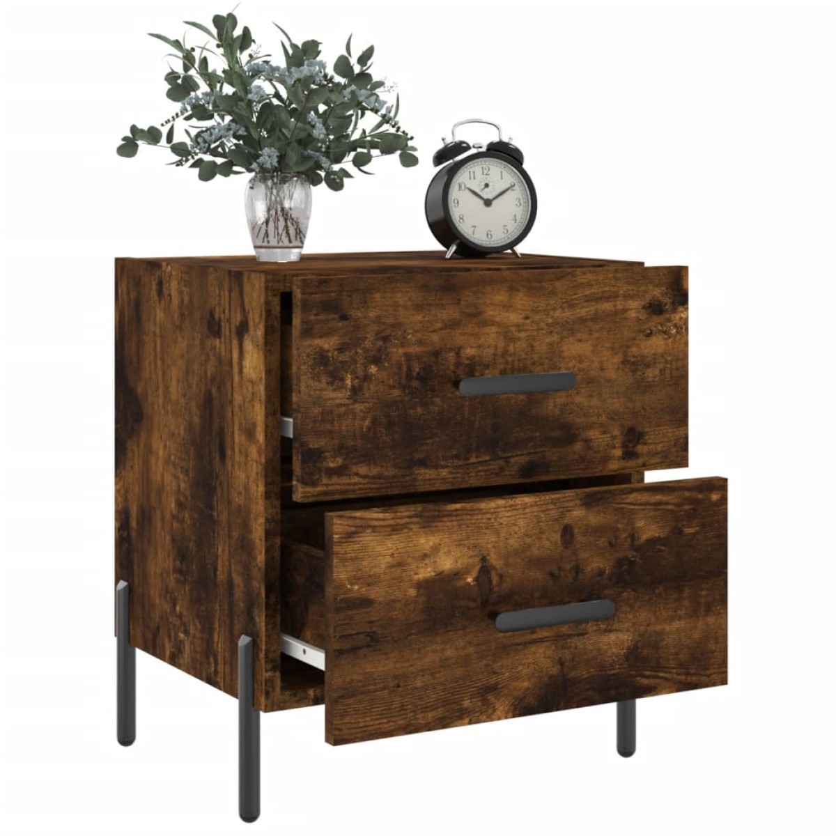 vidaXL Κομοδίνα 2 τεμ. Καπνιστή Δρυς 40 x 35 x 47,5 εκ. Επεξεργ. Ξύλο