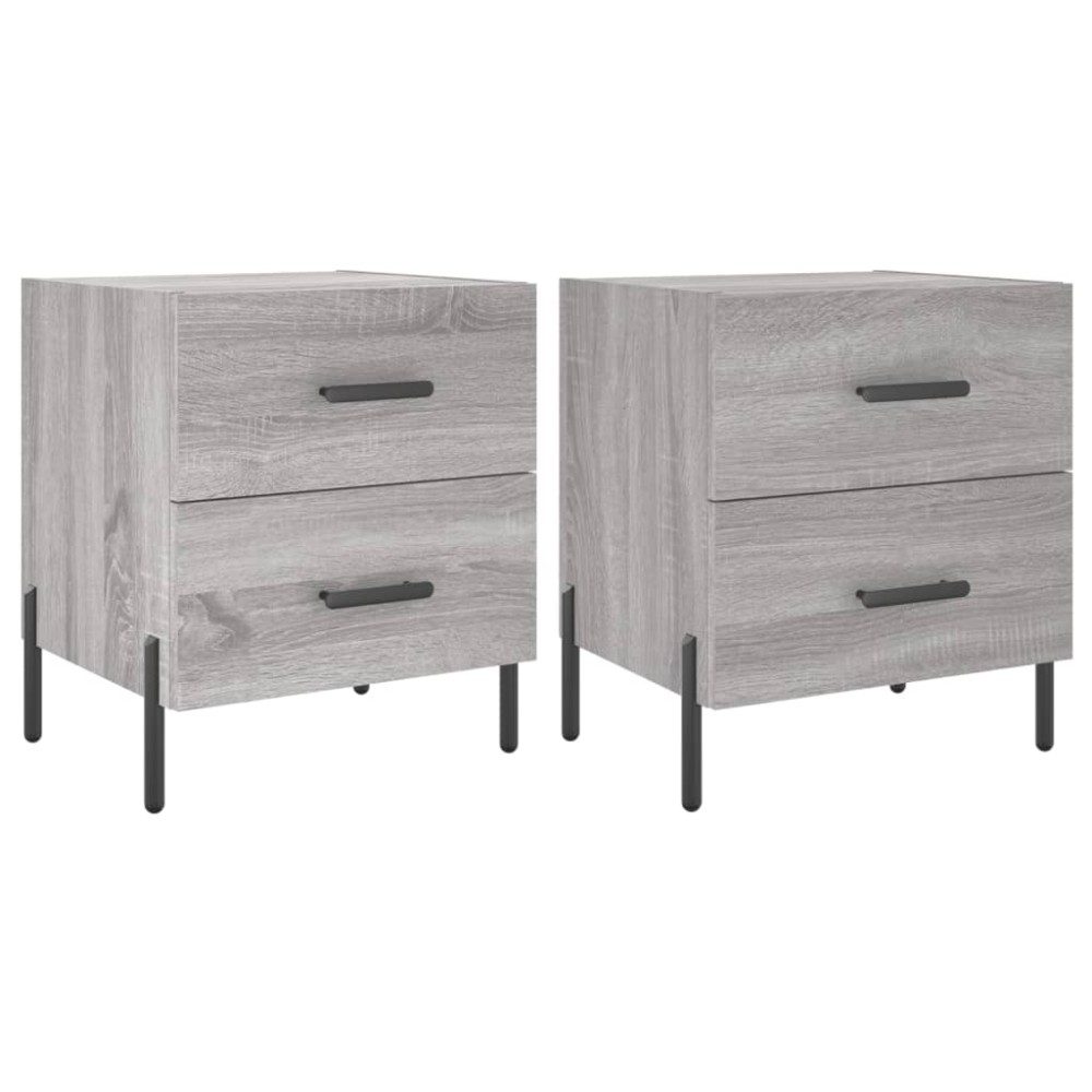 vidaXL Κομοδίνα 2 τεμ. Γκρι Sonoma 40 x 35 x 47,5 εκ. Επεξεργ. Ξύλο