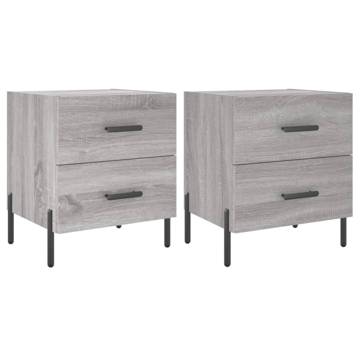vidaXL Κομοδίνα 2 τεμ. Γκρι Sonoma 40 x 35 x 47,5 εκ. Επεξεργ. Ξύλο