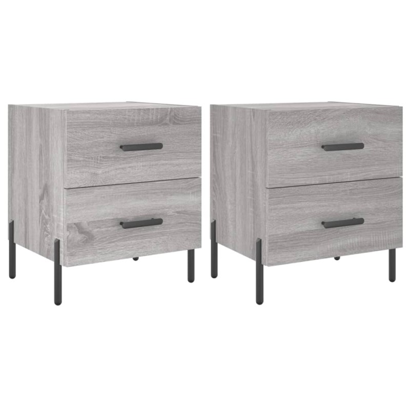 vidaXL Κομοδίνα 2 τεμ. Γκρι Sonoma 40 x 35 x 47,5 εκ. Επεξεργ. Ξύλο