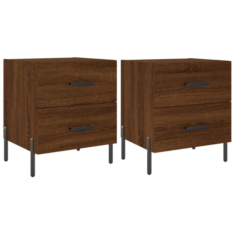 vidaXL Κομοδίνα 2 τεμ. Καφέ Δρυς 40 x 35 x 47,5 εκ. από Επεξεργ. Ξύλο