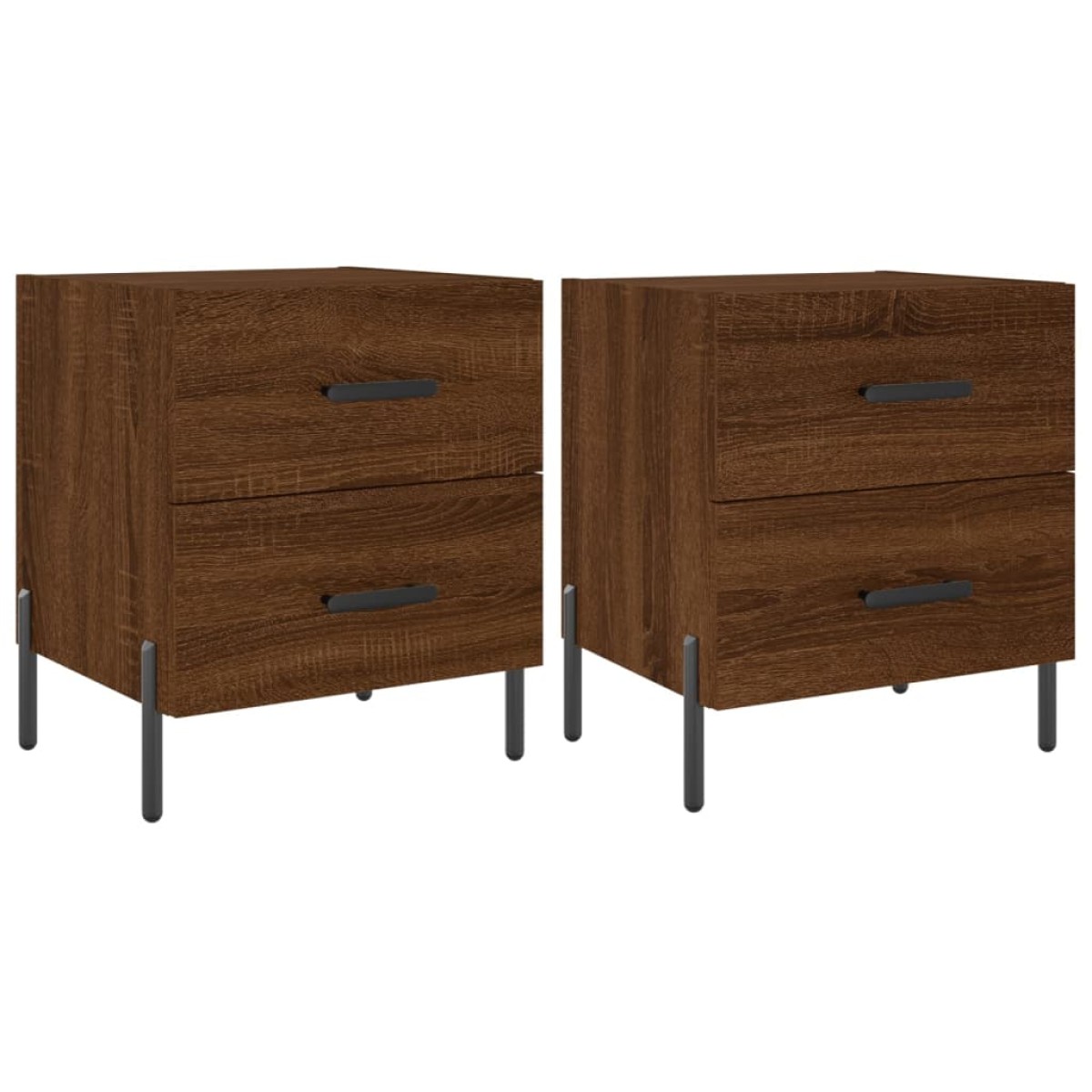 vidaXL Κομοδίνα 2 τεμ. Καφέ Δρυς 40 x 35 x 47,5 εκ. από Επεξεργ. Ξύλο