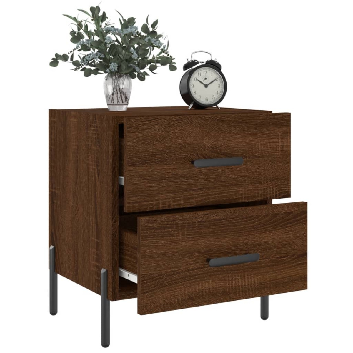 vidaXL Κομοδίνα 2 τεμ. Καφέ Δρυς 40 x 35 x 47,5 εκ. από Επεξεργ. Ξύλο